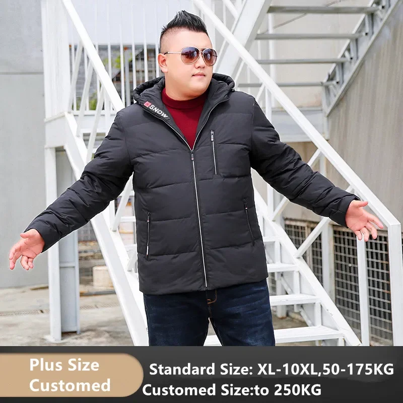 Duck Down Coats Men 170KG Hooded Winter Short Coat Male Warm Plus Size 7XL 8XL 9XL 10XL Thick Hoodies Parkas Soft Clothes