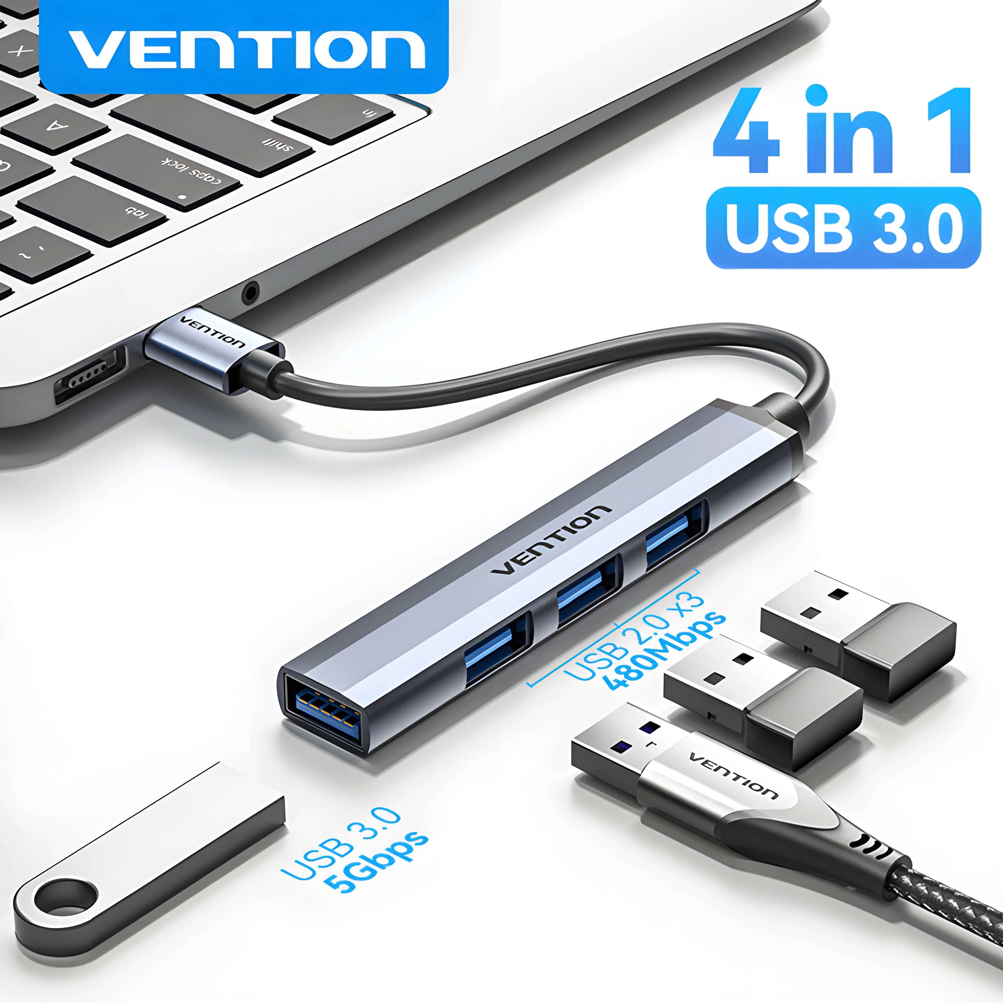 Vention 4 in 1 USB 3.0 Hub Multi Splitter USB 2.0 OTG Hub Adapter for PC Laptop MacBook Air Pro Xiaomi Lenovo Computer Accessori