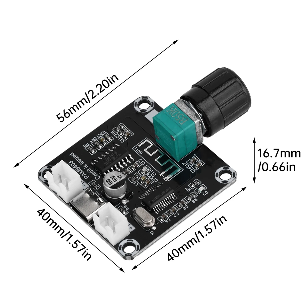 DC 5V XH-A159 Mini PAM8403 Bluetooth Digital Amplifier Board 5W+5W with Adjustable Volume Amplifier Module Type-C Interface