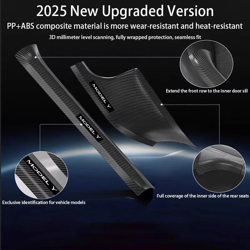 CT For 8 Piezas protector umbral puerta ABS antipatadas impermeable Tesla Model Y Juniper 2025 accesorios automotrices