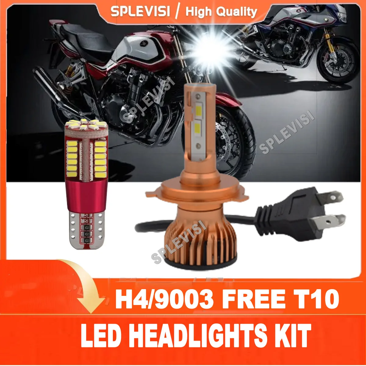 H4 9003 LED Headlight High Low Beam Conversion Kit 6000K White  Free T10 Bulbs For Honda CBF 125M 500 SH 300  h4 led motorcycle