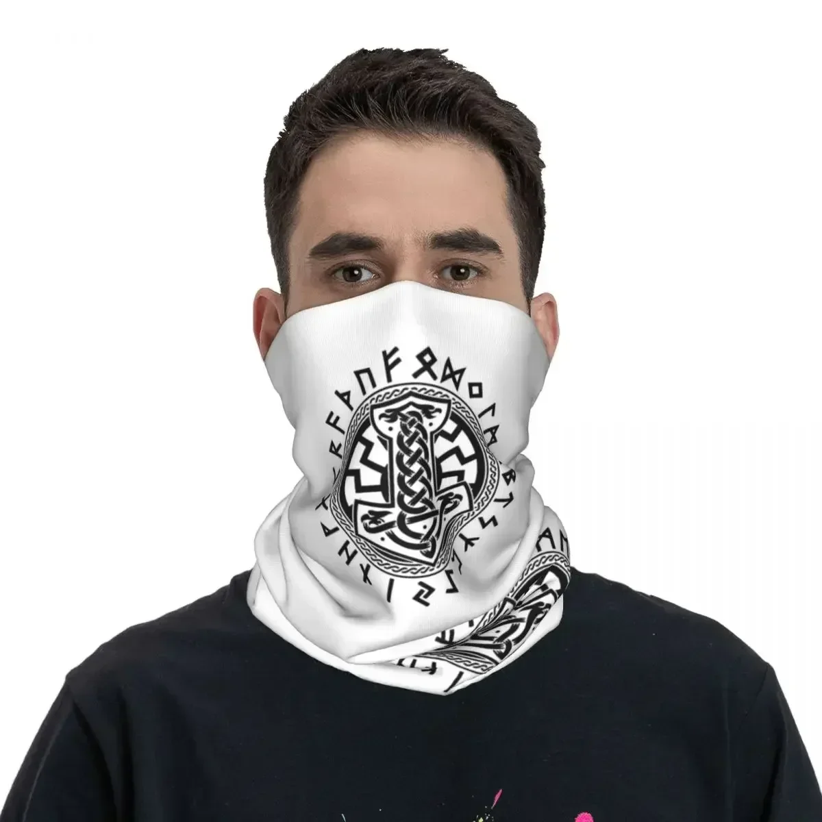 Ragnar Bandana Lothbrok Neck Cover Printed Norse Runes Mask Scarf Balaclava Outdoor Sprots For Men Women Adult Breathable