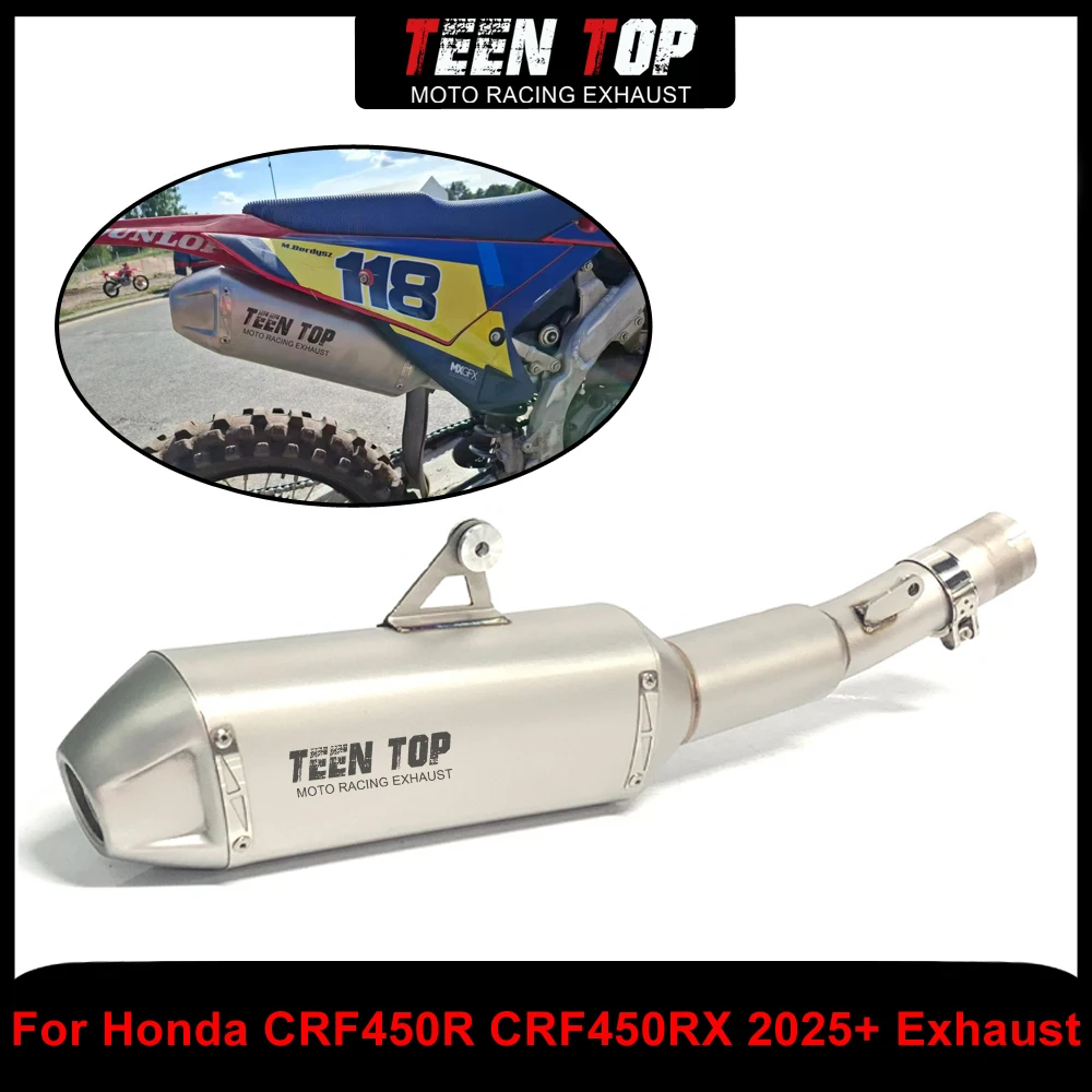 Motorcycle Escape Exhaust Systems For Honda CRF450R CRF450RX Slip-on Exhaust Stainless Steel 49mm CRF450R 2025+ Moto Muffler