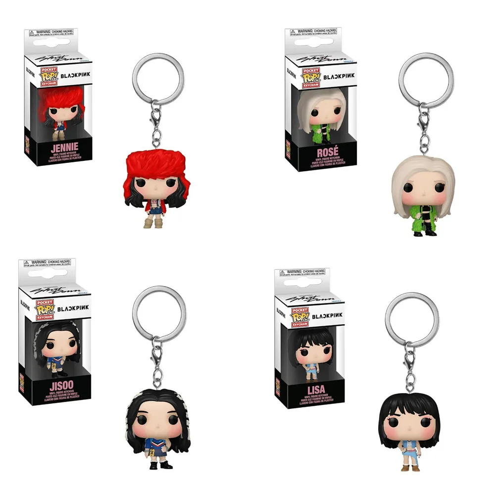 Funko Pop Keyring Blackpink Rose Jisoo Lisa Jennie Vinyl Action Figure Toys Blackpink Keychains Collectible Dolls Gifts