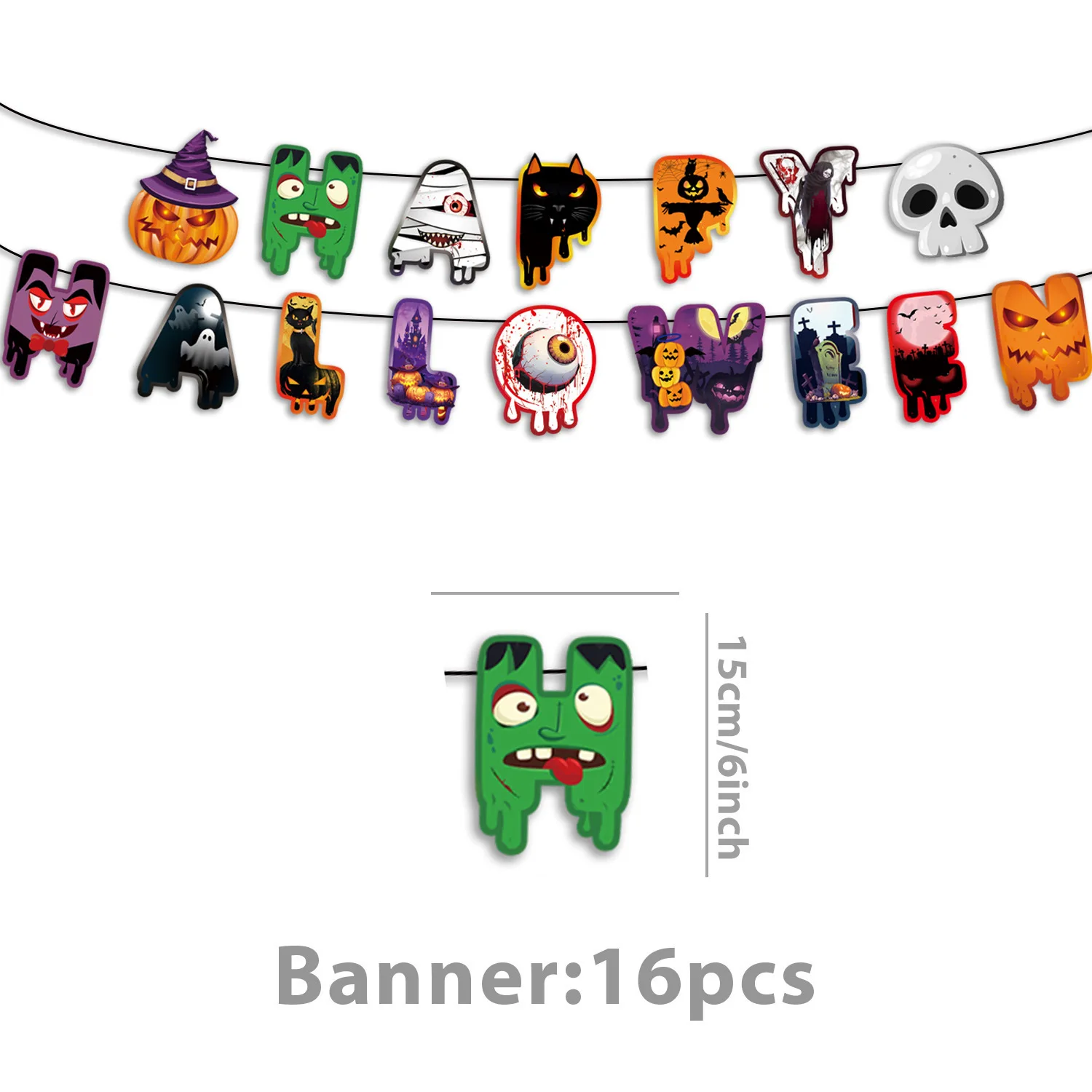 Halloween Pappteller Kürbis Zombie Geist Monster Fledermaus Einwegteller Tassen Halloween Abendessen Geschirr Dekoration Lieferungen – Detail 3