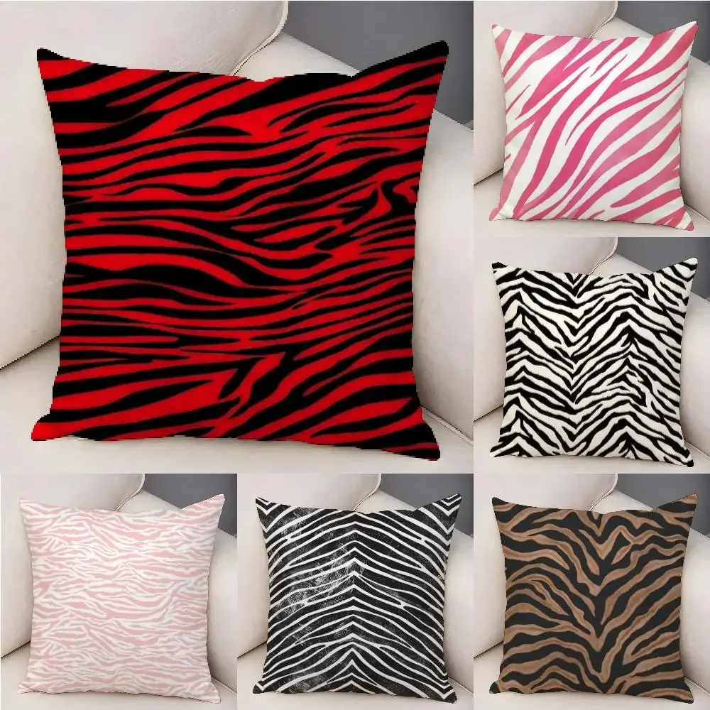 Wild Fashion Zebra Stripes Pillow Case Natural Linen Organic Fabric Double-Sided Printing Sofa Home Decor Gift Pillow Case