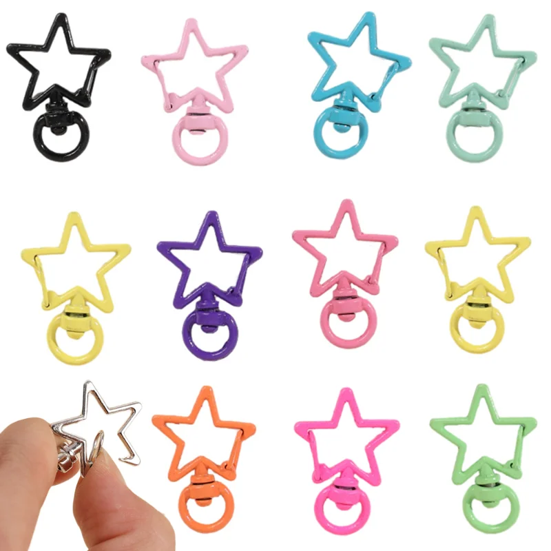 10pcs 24X34mm Plated Big Star Lobster Clasp Key Hooks DIY Jewelry Findings For Making Key Rings Key Chain Accessories