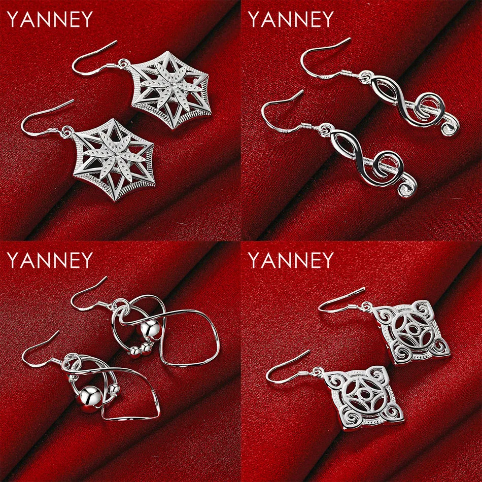 

New 925 Sterling Silver Delicate Geometric Hollow Earrings Women Party Gift Jewelry Wedding Accessories