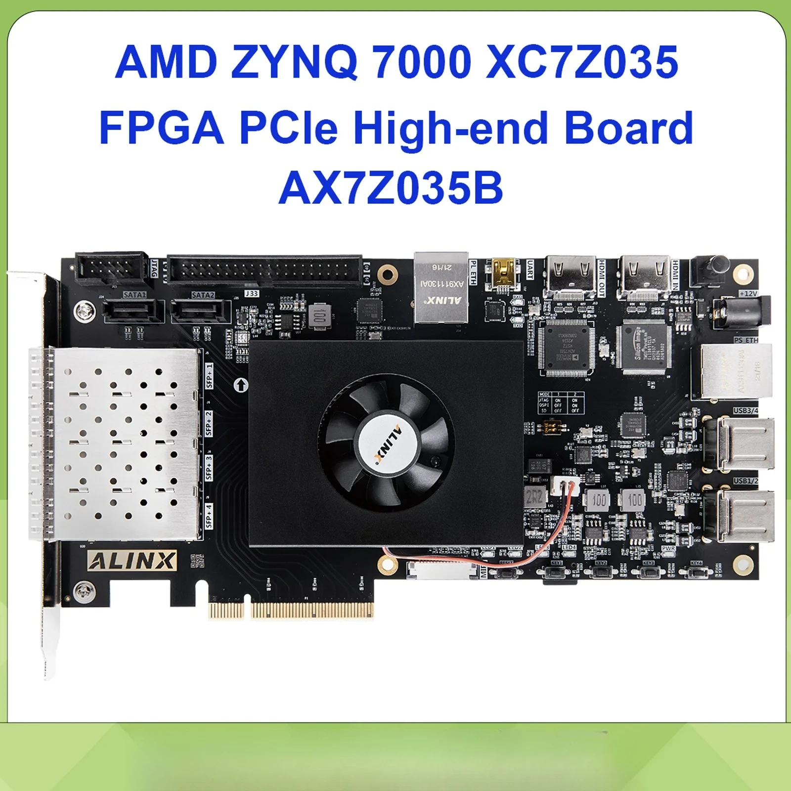 AX7Z035B FPGA Development Board with AMD XILINX Zynq 7000 ARM XC7Z035 2GB DDR3 8GB eMMC PCIe SFP HDMI