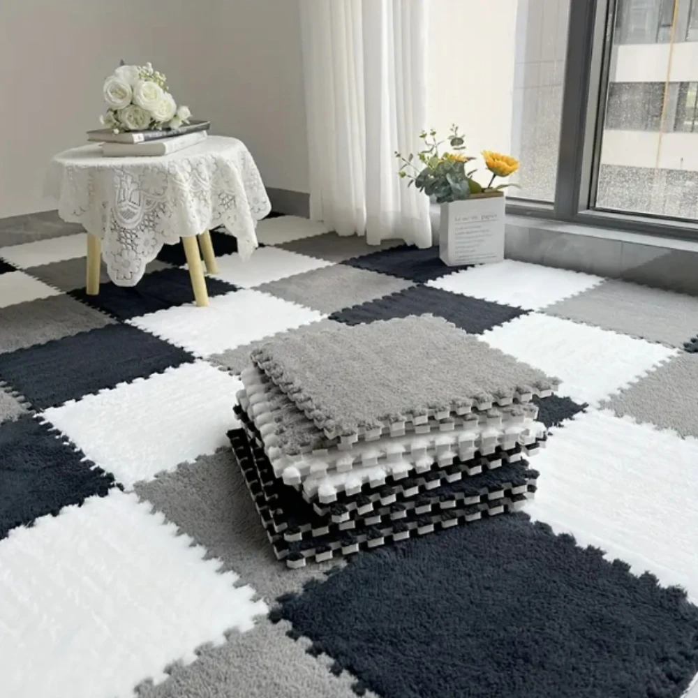 20 Potong Matras Bayi Lembut Berbahan Plush, Matras Puzzle Anak, Matras Bermain Busa EVA Anti Selip, Cocok untuk Kamar Tidur dan Balkon