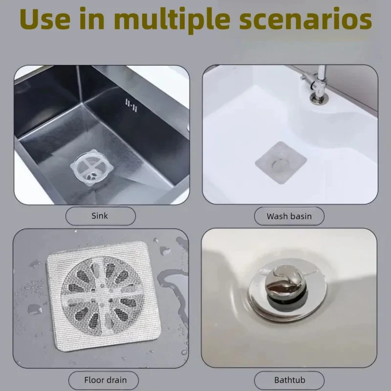 

10 Pieces Disposable Hair Catchers for Showers - Mesh Drain Strainers & Sink Filter Stickers, Useful Bathroom Accessories