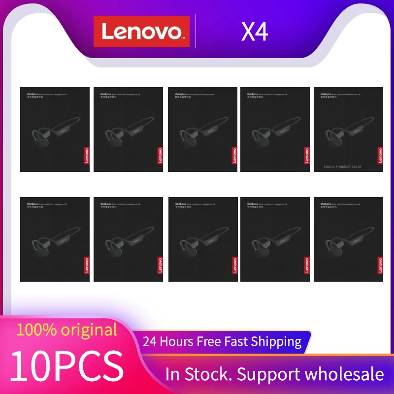 

Original Lenovo X4 3PCS 6PCS Bone Conduction Five-Wire Bluetooth Headset Neck-mounted Sports Wireless Headphones IPX5 Waterproof