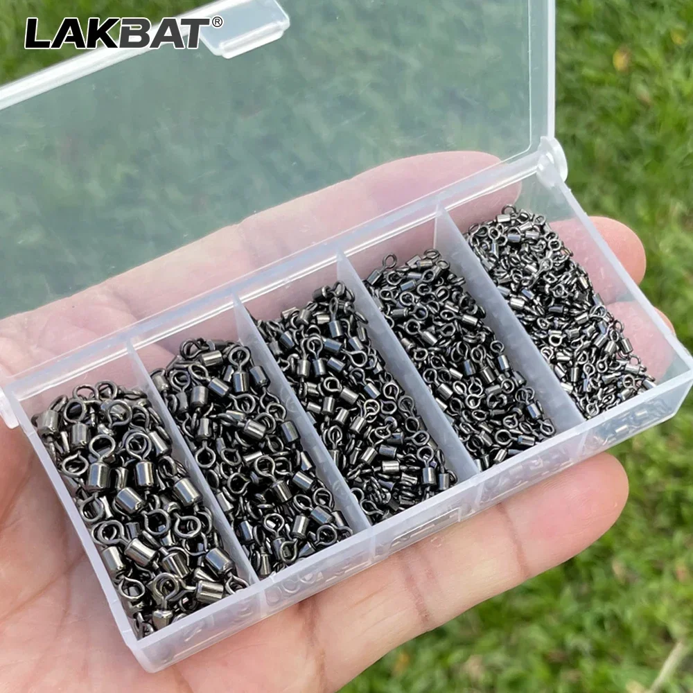 LAKBAT 100 Stück Edelstahl-Kugellager-Angelwirbel, drehbarer Verbinder für Salzwasser und Süßwasser, Angelzubehörbox, Köder- und Schnurwerkzeuge – Detail 8
