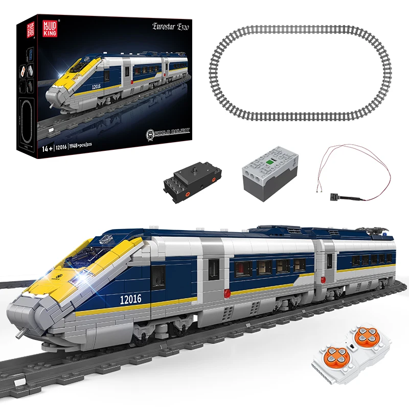Molde rei 12016 trem técnico brinquedos o rc eurostar e320 bloco de construção montagem locomotiva tijolo conjunto crianças presente natal