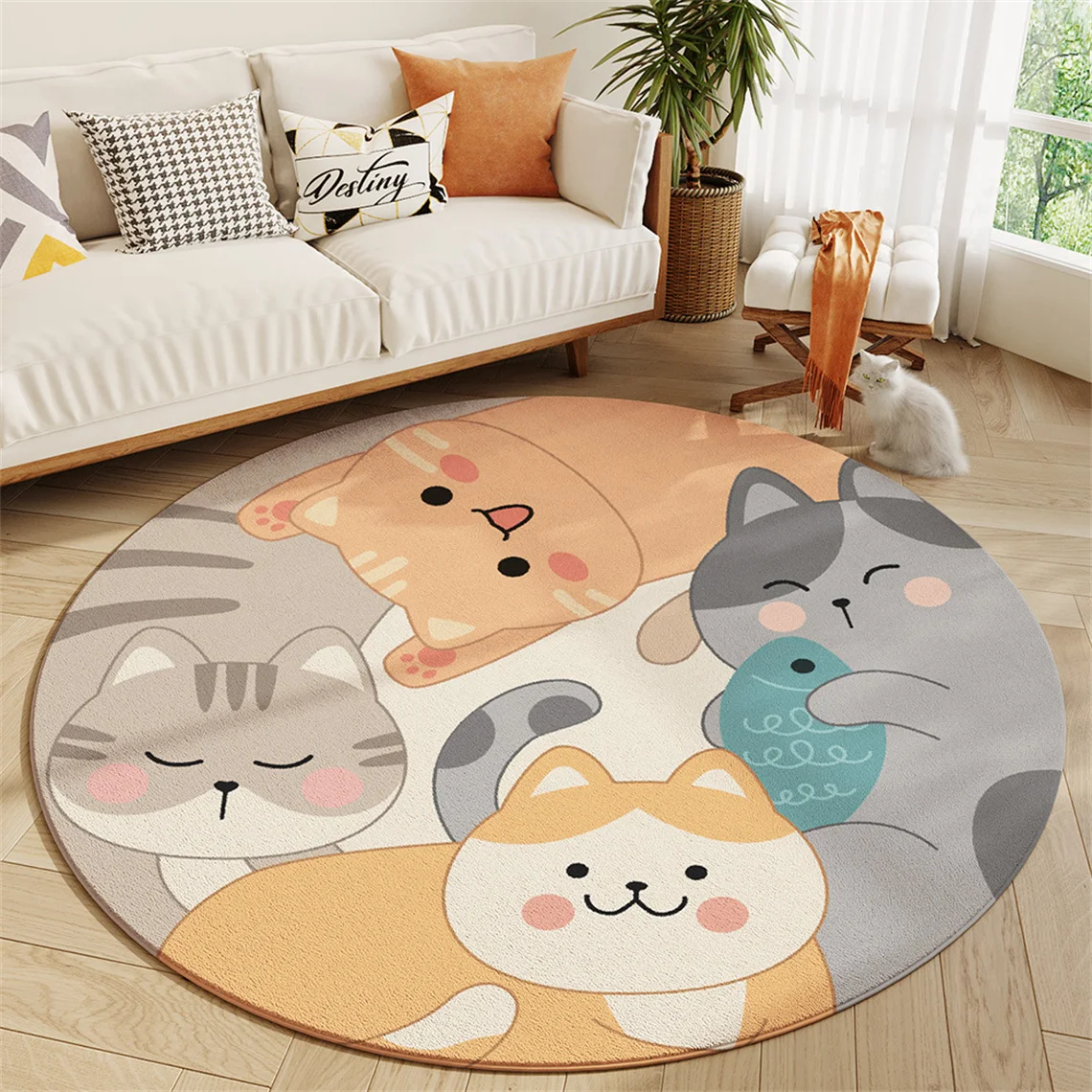 

Cartoon Bedroom Carpet Living Room Sofa Floor Rug Home Kid's Room Round Rug