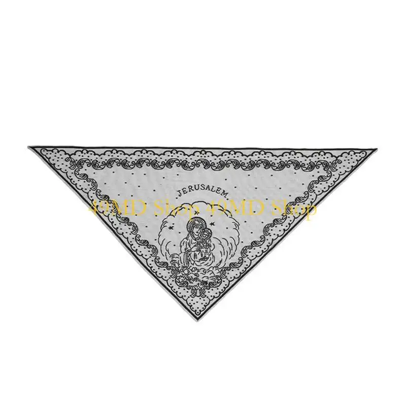 

49MD Woman Mantilla Veils Lace Trim Shawl for Mother Nun Wedding Embroidered Headwear