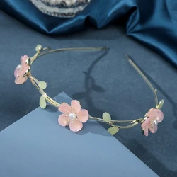 AWAYTR Sweet Flower Headband Simple Metal Pearl Headbands For  Women Cute Hairband Spring Hair Hoop Fashion Hair Accessories