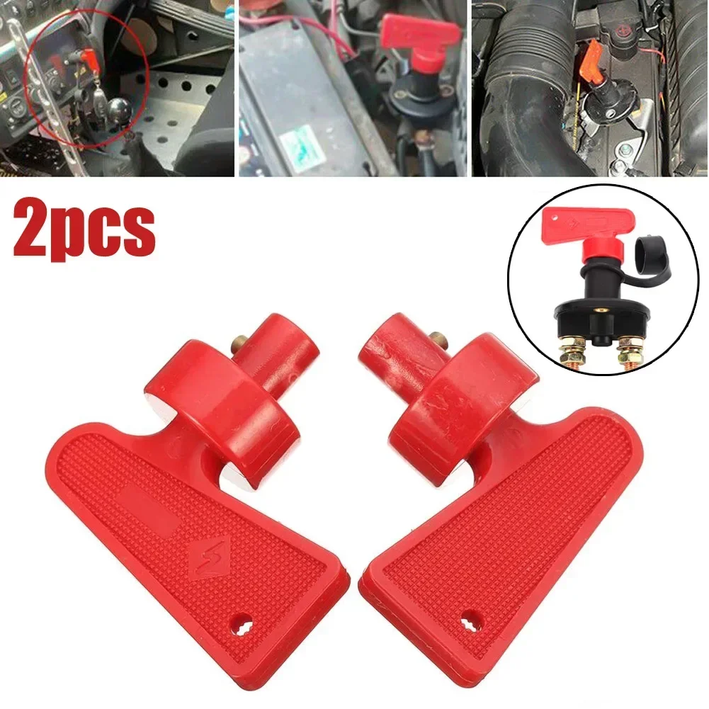 2 PCS Spare Key For Battery Isolator Switch Power Kill Cut Off Switch Car Van Boats Red ABS Plastic For Yacht Electric Vehicle