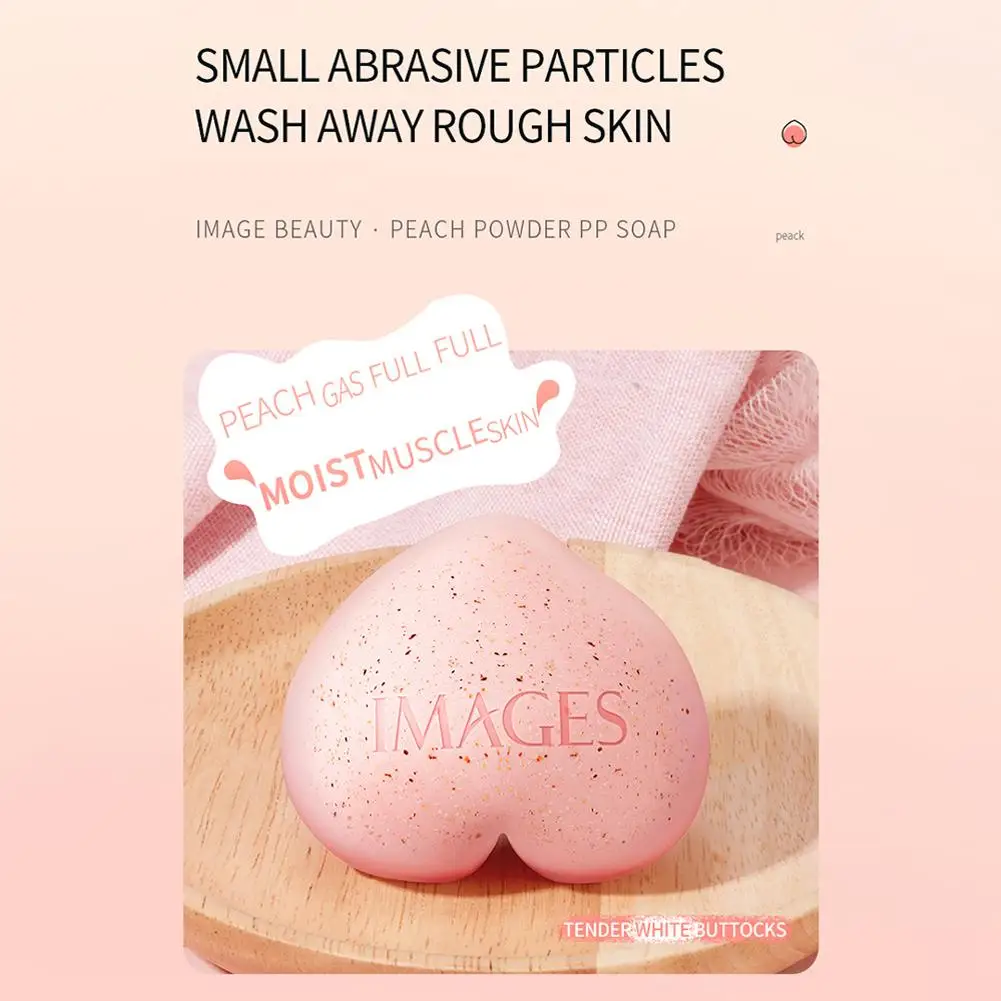 Peach Pink Cleaning Soap Whitening Scrub Face Body Soaps Moisturizing Cleansing Body Buttock Skin Care 90g Peach-Heart Shape