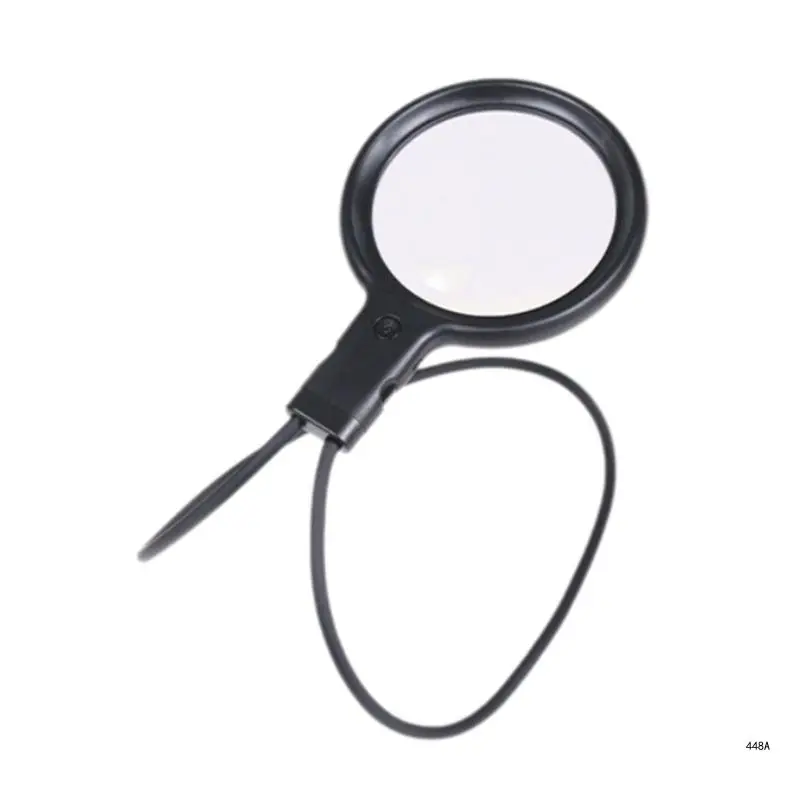 Rechargeable LED Handheld Magnifier with Three Color Lights & Neck Designs LED Magnifying Glass For Elderly And Students