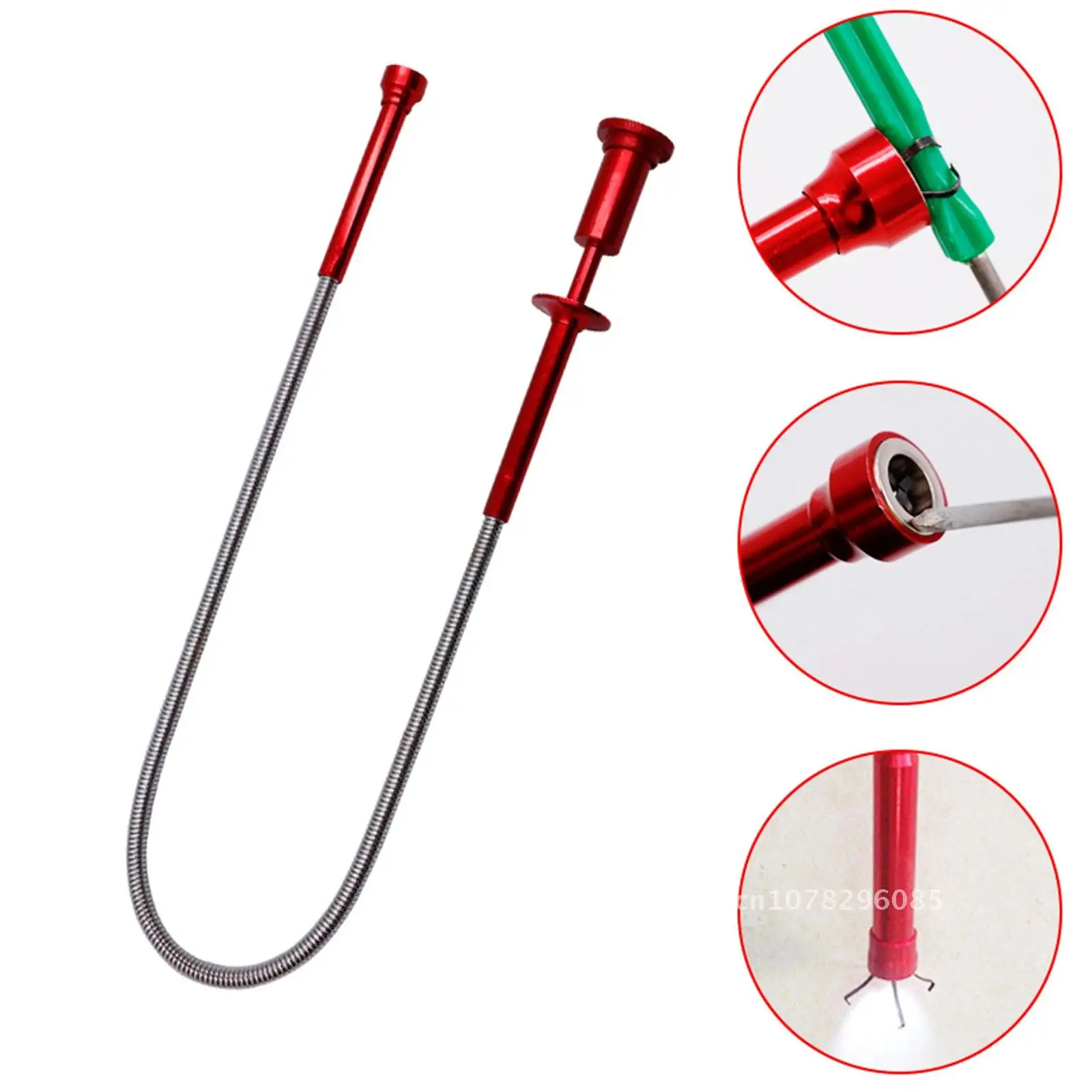 

Magnetic Flexible Pick Up Tool Sewer Cleaning Pickup Tools Long Spring Grip Magnet + 4 Claw + LED Light