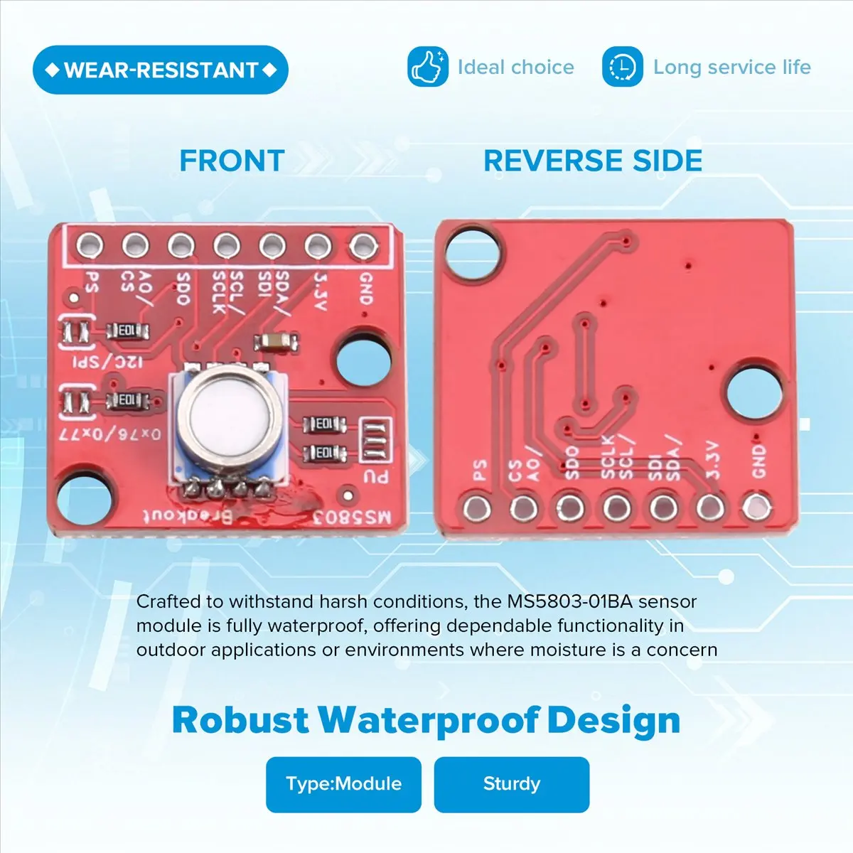 

M85K -MS5803-01BA Sensor Module High- Sensor Module for Fluid Liquid Gas Waterproof Pressure Altitude Measurement