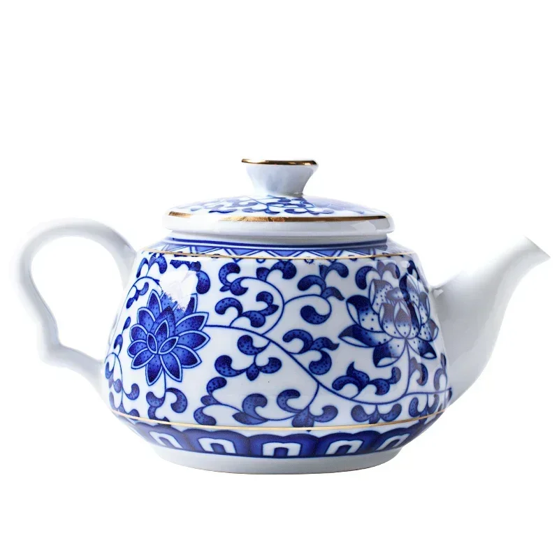Vintage Blue and White Porcelain Teapots Handmade Ceramic Tea Set Beauty Kettle Chinese Household Filter Tea Pot Puer 200ml