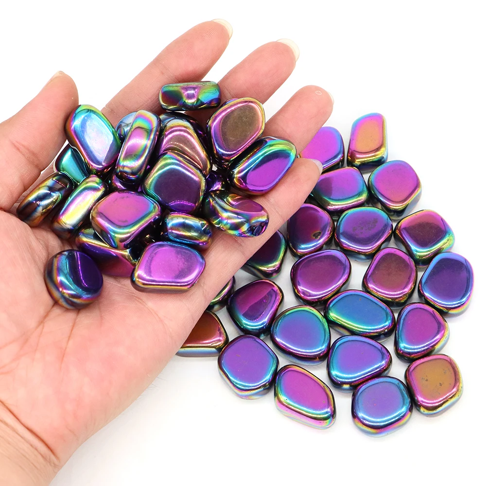 Natural Tumbled Stone Plating Hematite Reiki Healing Gemstone Energy Ore Minerals Specimen Home Garden Tank Aquarium Decoration
