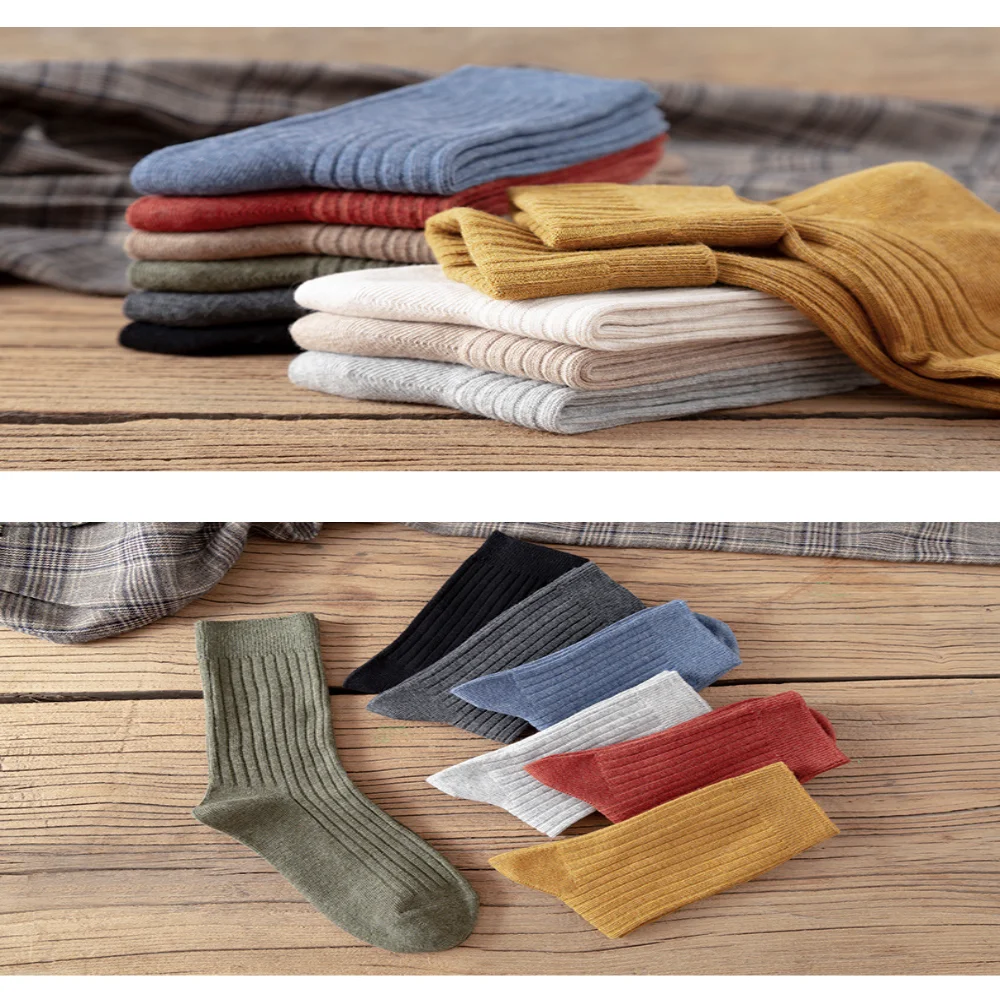 جورب نسائي دافئ عالي الجودة من الصوف السميك جورب كلاسيكي متين قابل للتمدد للارتداء غير الرسمي والأنشطة الخارجية في الشتاء #5