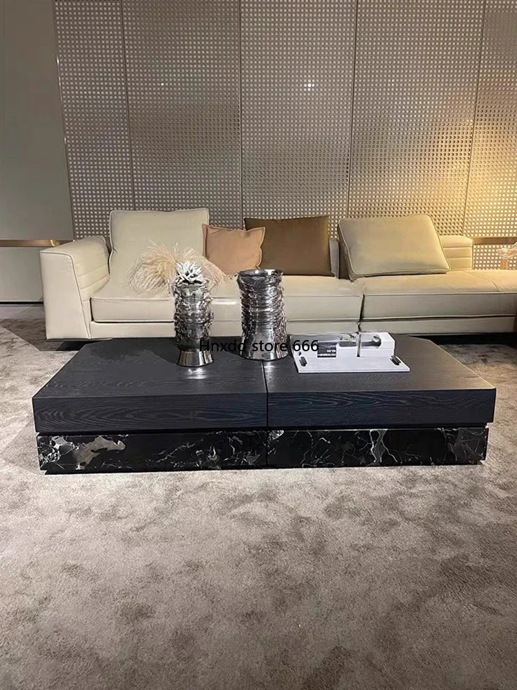 Medieval natural black rose marble coffee table