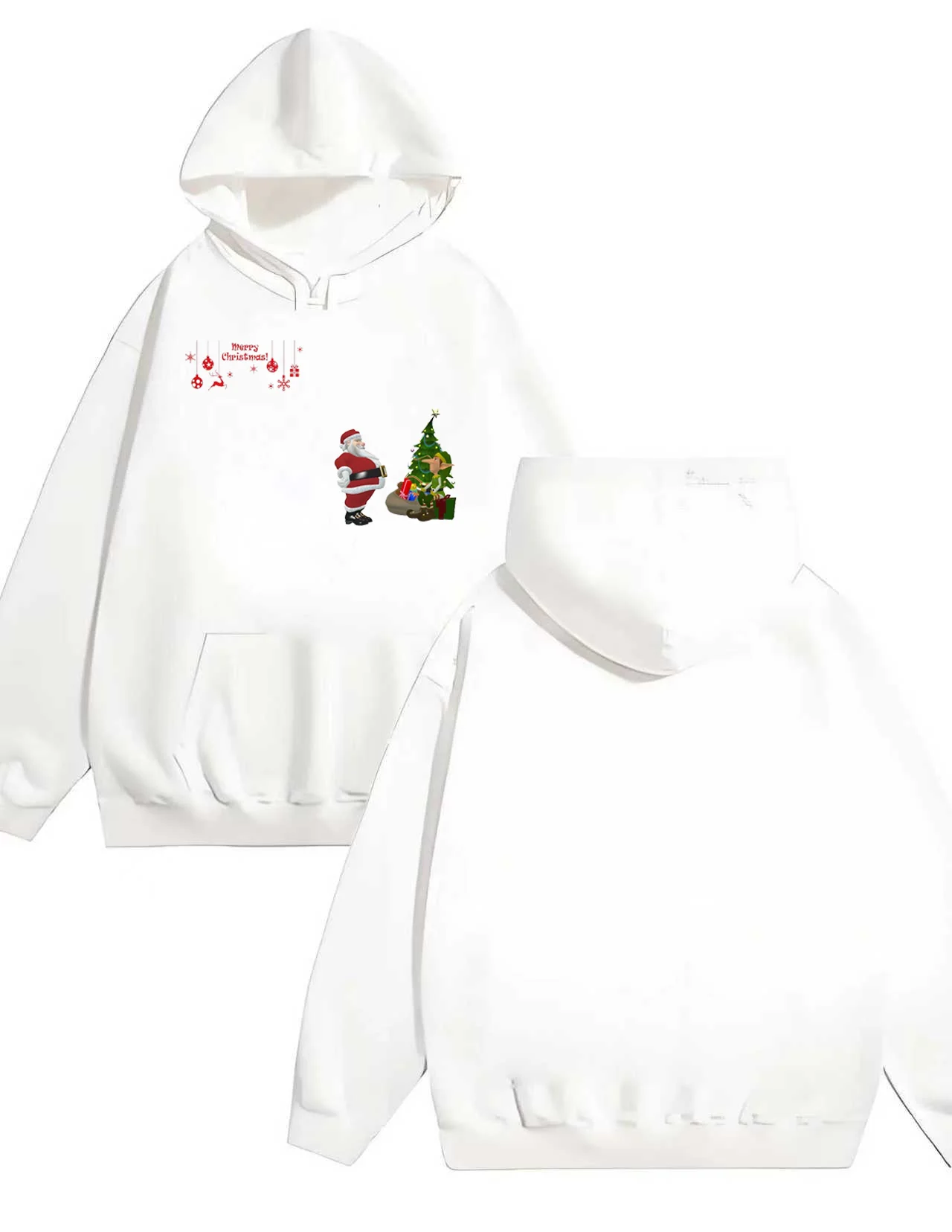 

Новая мужская и женская модная свободная толстовка с капюшоном объемом 330 г. с принтами в рождественском стиле.