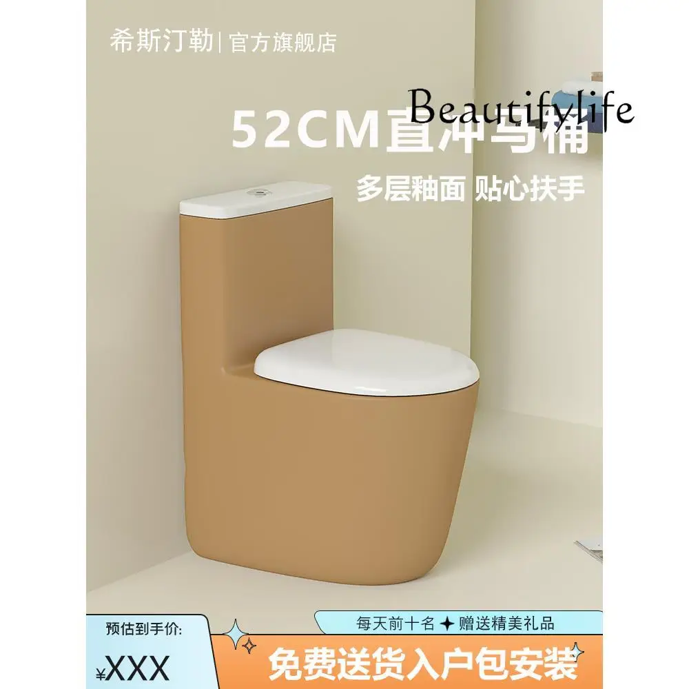 โถสุขภัณฑ์สีสันทันสมัย สำหรับบ้านพักอาศัยขนาดเล็ก แบบติดผนัง แถวหลัง แบบท่อกลม ชักโครกแบบกดตรง ซ้ายขวา