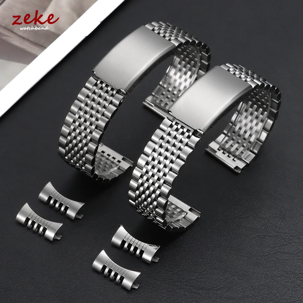 18mm 20mm 22mm Flat End / Arc End Stainless Steel Watch Bracelet for Omega Polished & Matte Solid Metal Replacement Strap Band
