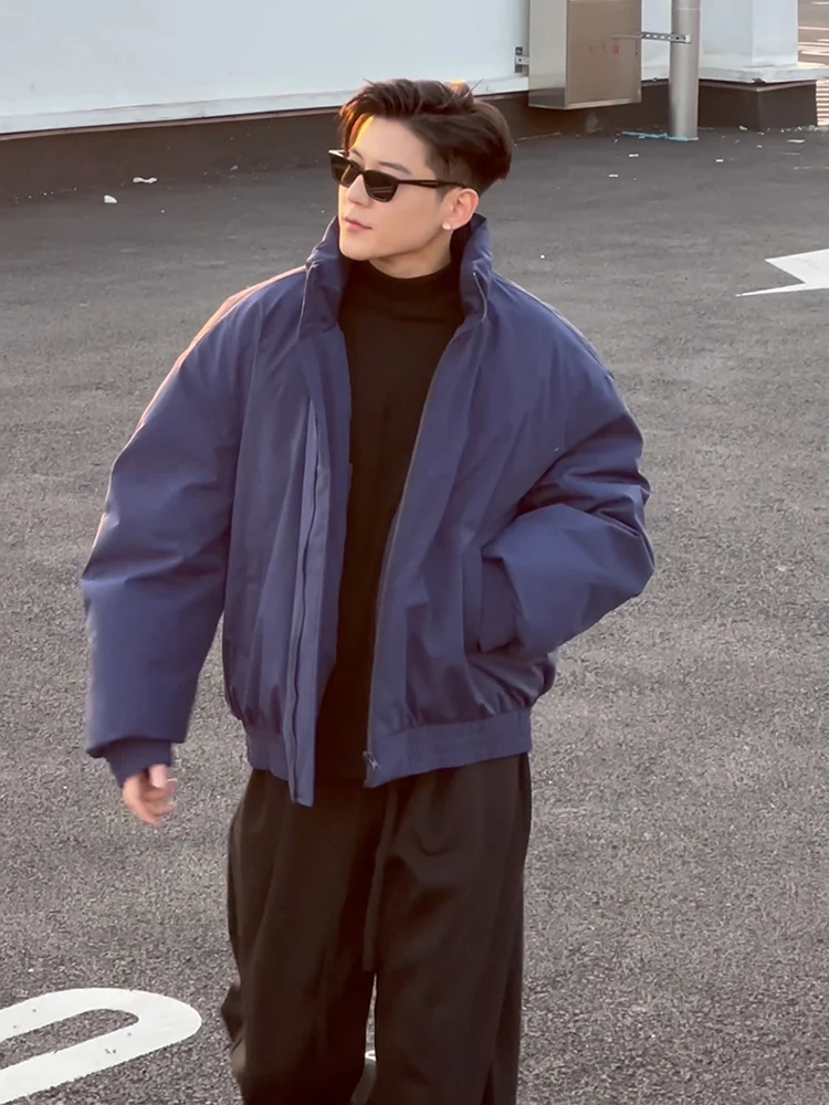 

Blue Tee-Proof Men's Cotton Flight Jaet Winter Thiened ort Stand Collar Warm Casual Outerwear Polyester Fiber