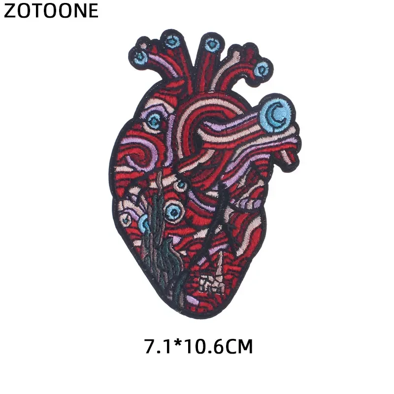 ZOTOONE Heart Parches Embroidered Iron on Finger Patches for Clothing Backpack DIY Stripes Clothes Stickers Bicycle Badges E