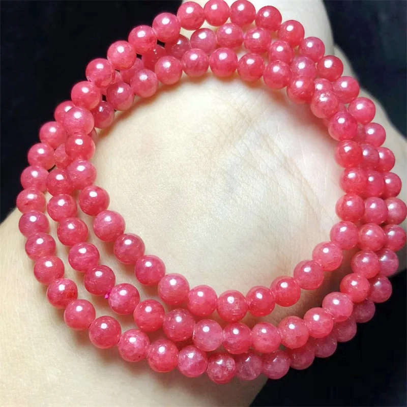 Natural Rhodonite Circle Bracelet Fashion Gemstone Crystal Jewelry Bangle Fashion Women Healing Holiday Gift 1pcs