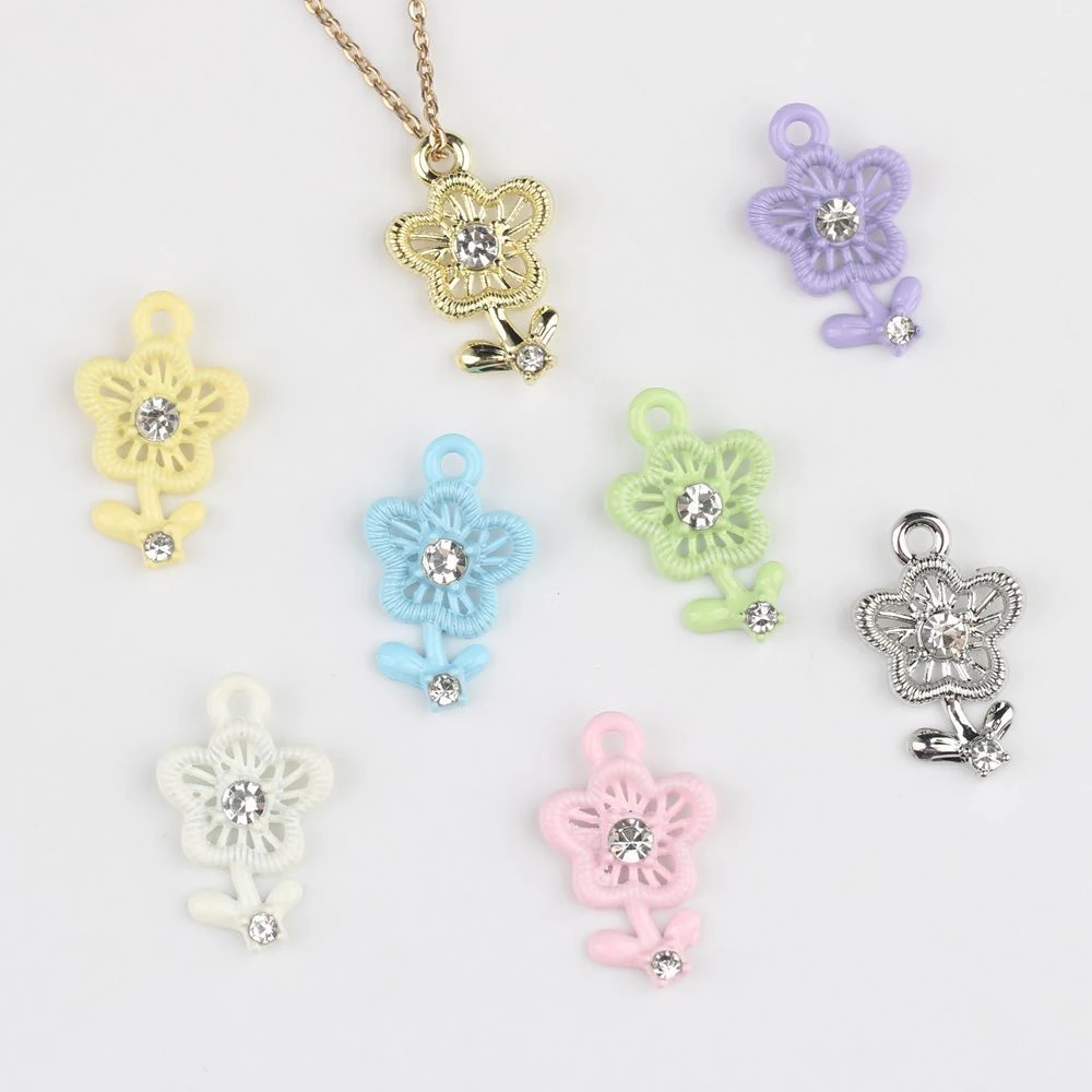 10pcs Cute Color Flower Pendant Jewelry Making Accessories DIY Handmade Earrings Necklace Bracelet Craft Ornament Hollow Out