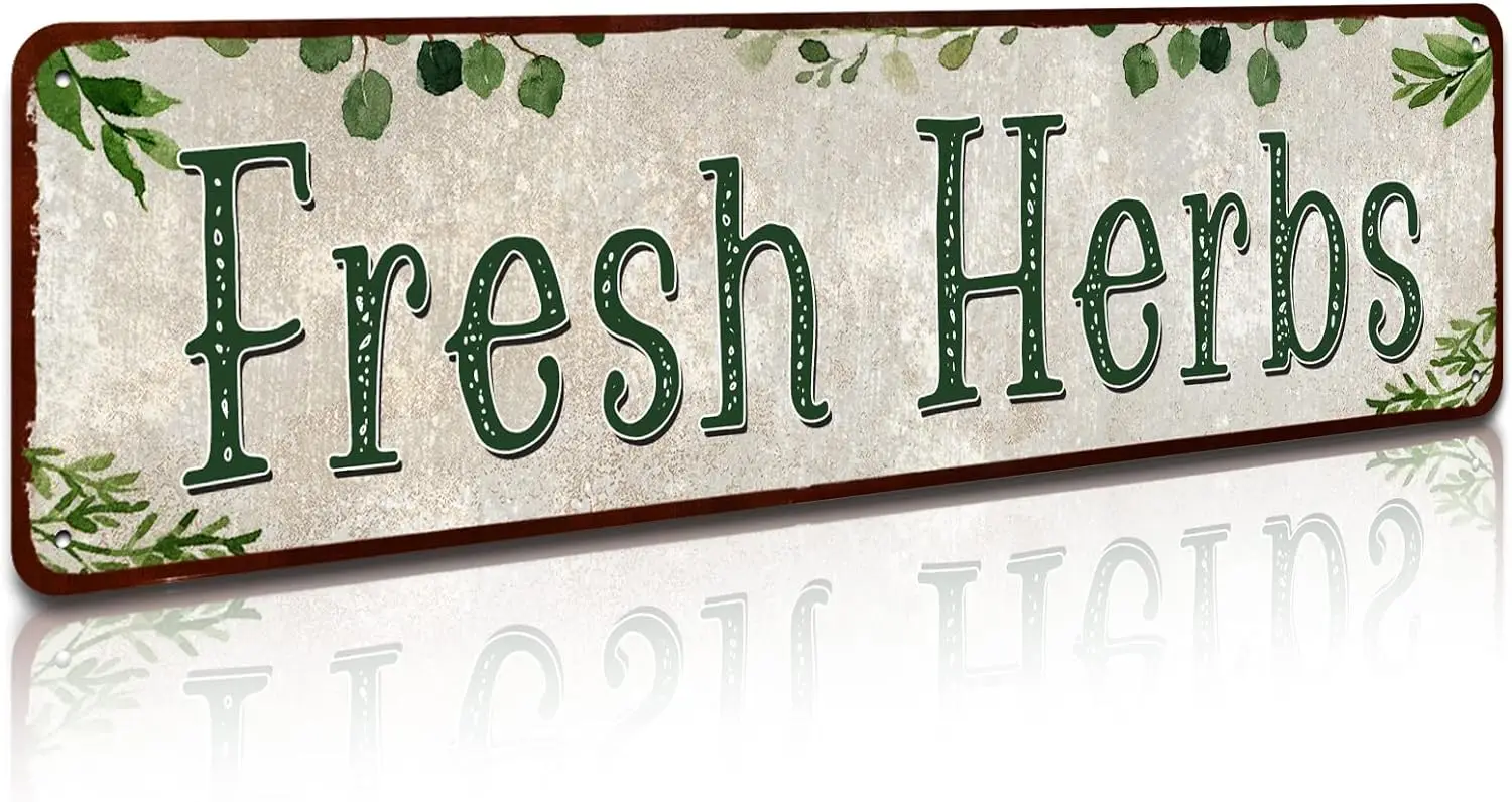 Fresh Herbs Metal Sign Country Farmhouse Home Gardener Tin Sign Decor Sign 4