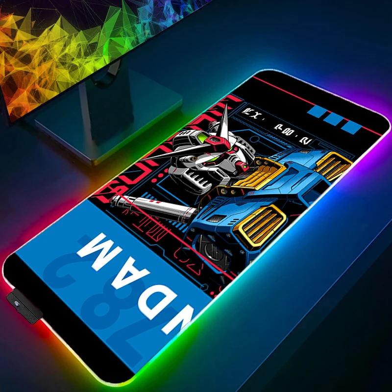 

Mouse Pad 90x40cm Mechanical Warrior RX-78-2 G-gundam LED Computer Desk Mat RGB Table Keyboard Carpet Gaming Mousepad Backlight