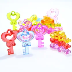 Mixed Color Transparent Acrylic heart-shaped key Charm Pendants 25x36mm 31x46mm DIY Necklace