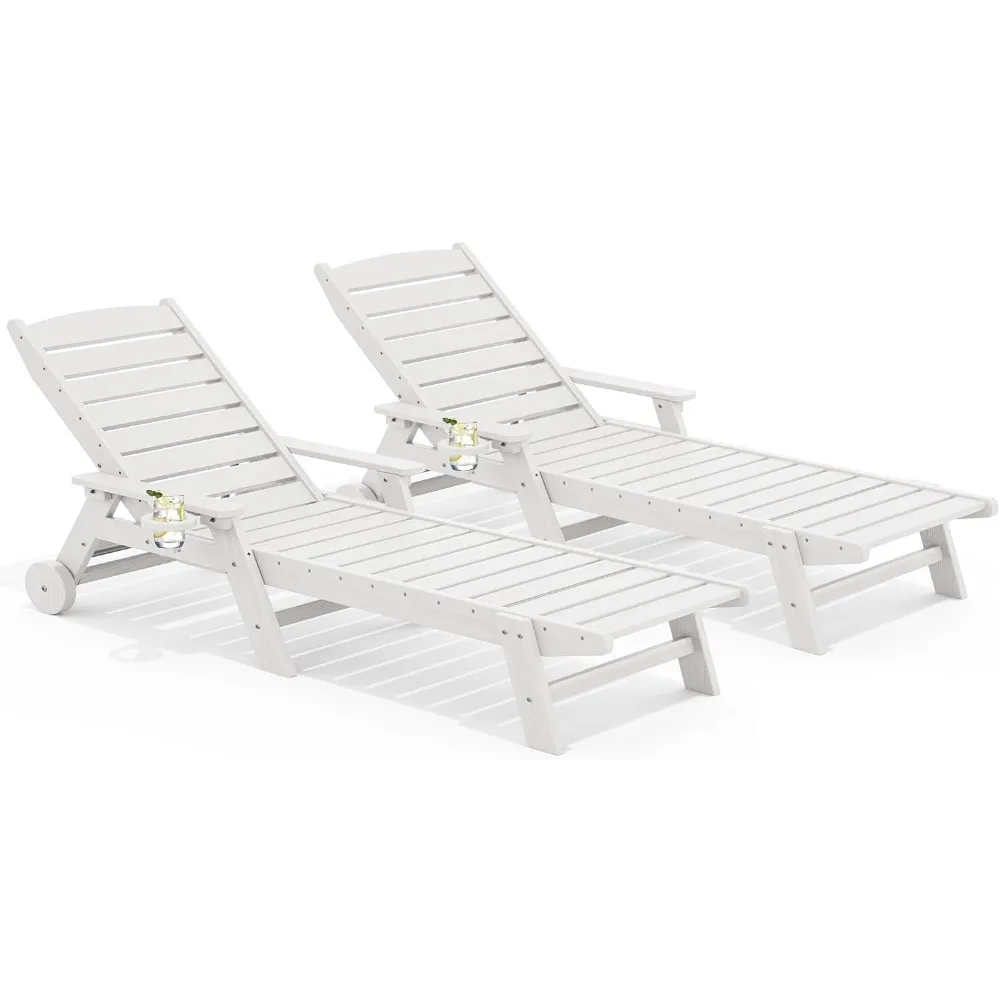 

Patio Chaise Lounge Chair Set of 2, 78'' Long 5-Positions Adjustable HDPE Outdoor Lounger for Pool,