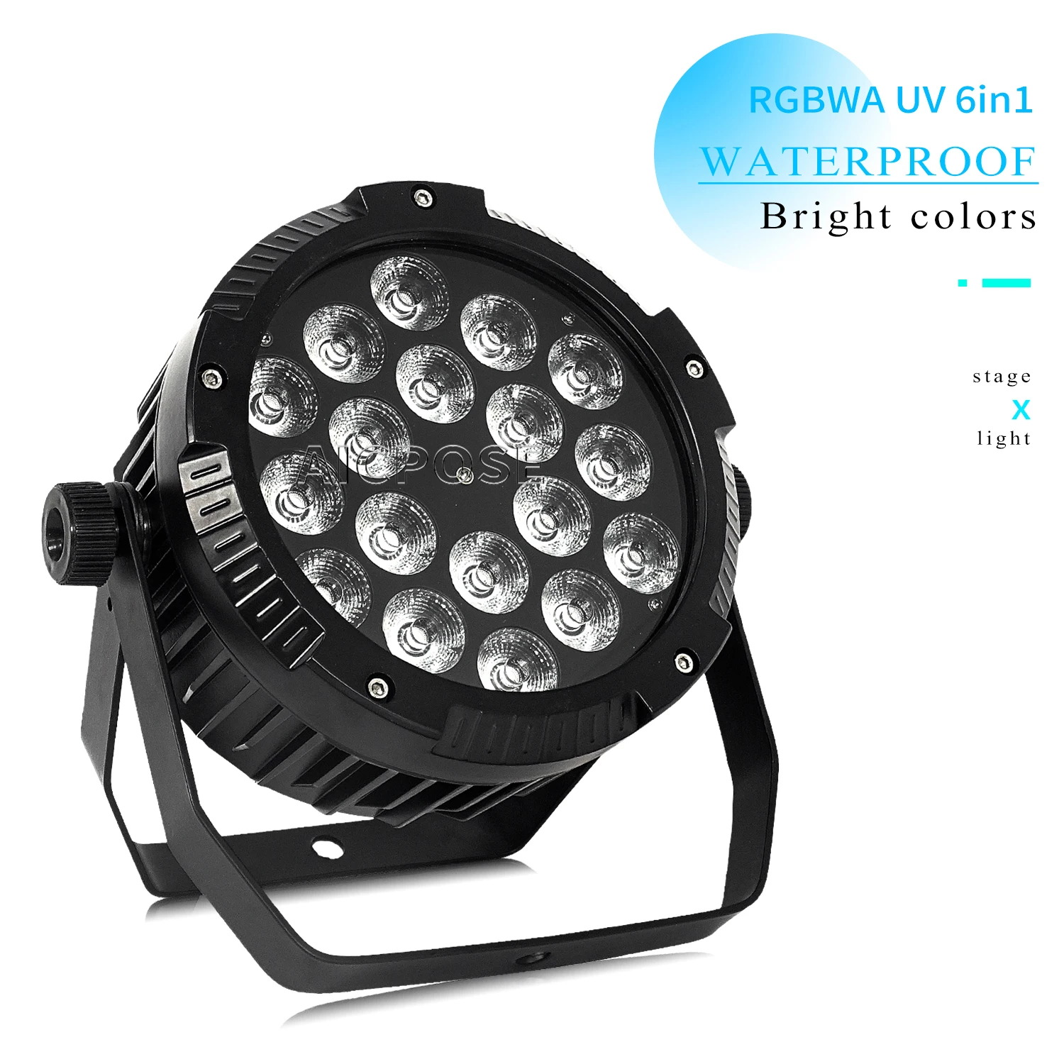 

18x18W RGBWA+UV 6 in 1 LED Par Light IP65 Waterproof Stage Light DMX Control DJ Disco Equipment Outdoor Performance Lighting