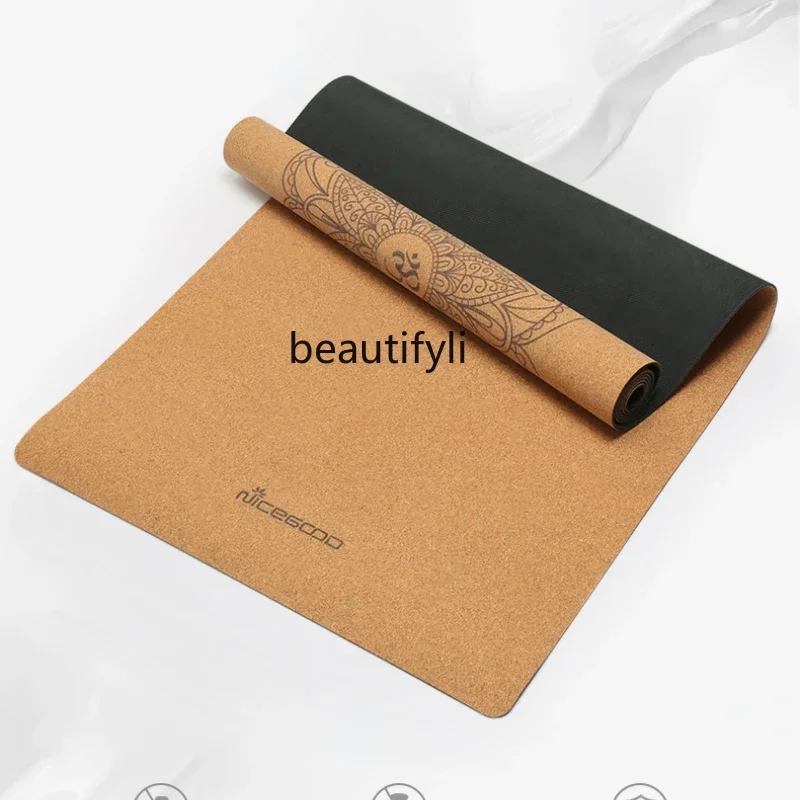 A49 Cork yoga mat natural rubber non-slip girl professional beginner environmental protection mat
