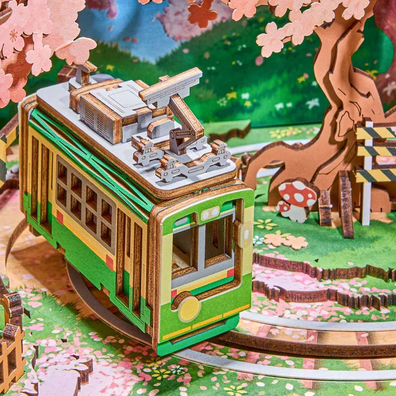 Robotime DIY Music Box Sakura Dreamy Tour 3D Wooden Puzzle Book