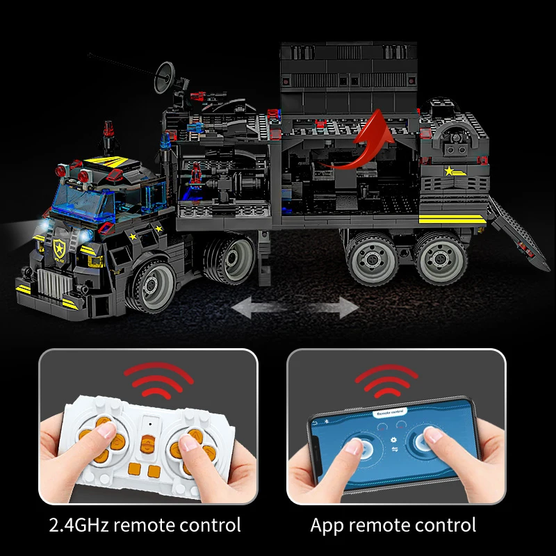 35 in 1 Military RC Car Robot Building Blocks City Police Station Remote Control Truck Blocks Toy For Children Gifts