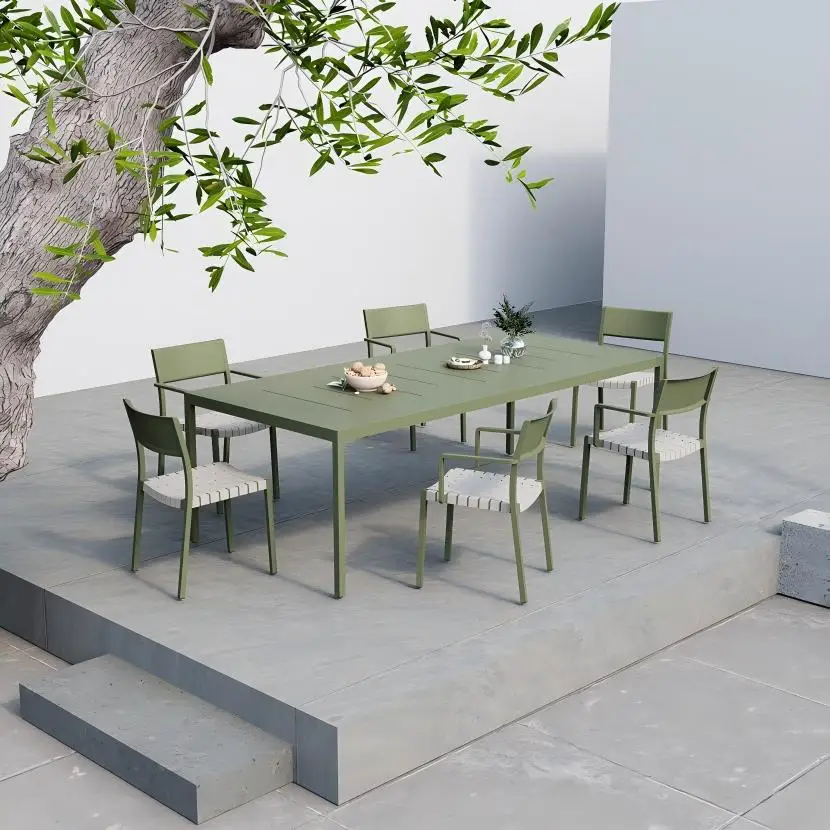 

Modern Durable Aluminum Alloy Waterproof Outdoor Dining Table For Hotels Villas & Courtyards Outdoor Furniture 1 Year Warranty