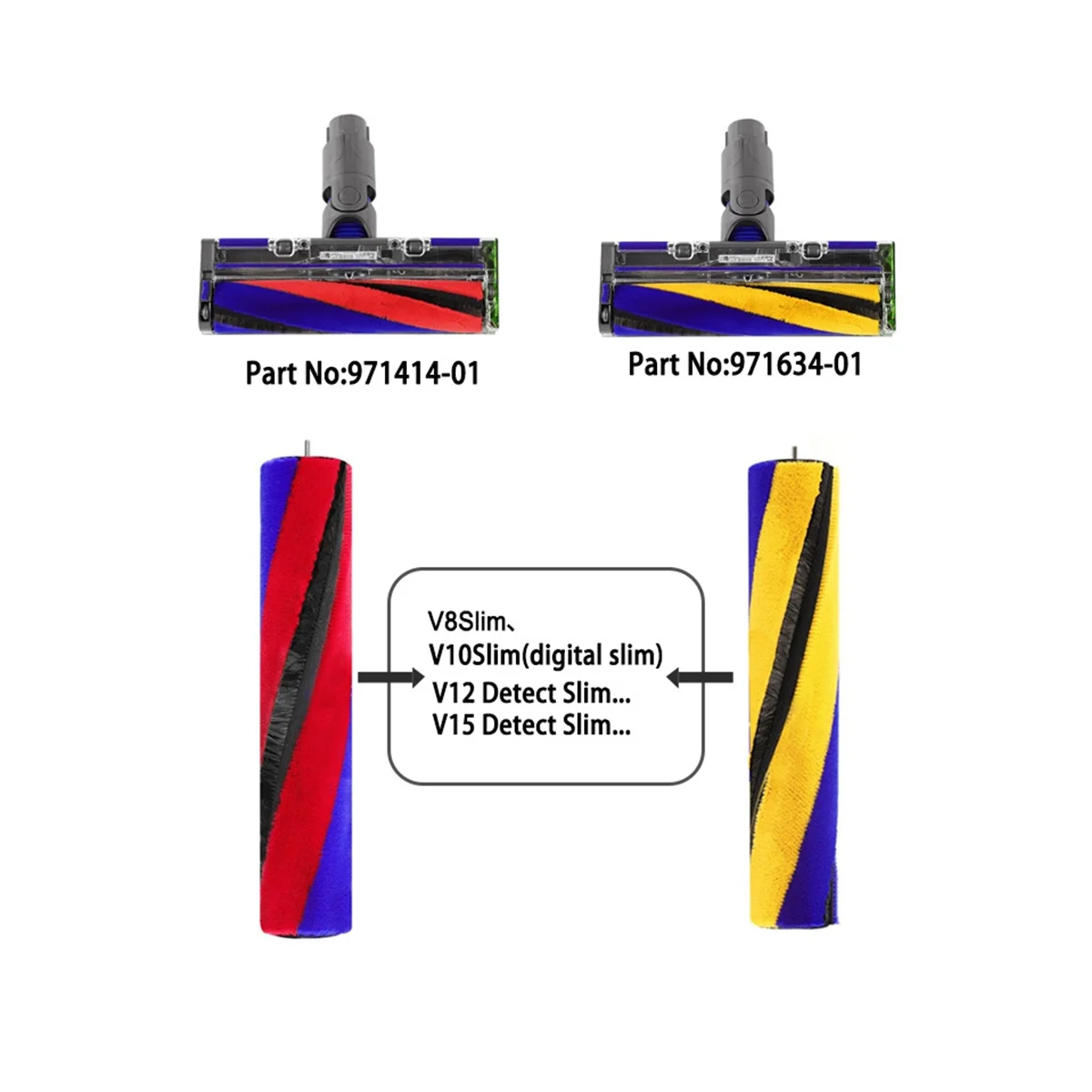 Rullo morbido per V8 Slim V10 Slim V12 rileva Slim V15 rileva la barra della spazzola per aspirapolvere sottile A