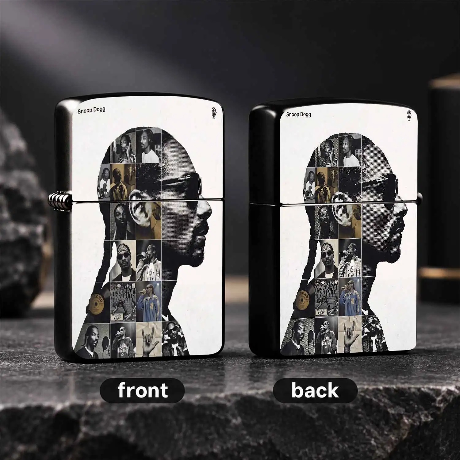 CreativePortrait Mosaic Art Printed Lighter, West Coast Hip-hop Commemorative Stylish Accessory, Portable Practical Daily Use Item, Versatile For All Scenarios, Ideal For Personal Collection And Gifting, Trendy Retro Sou Humorous and intere