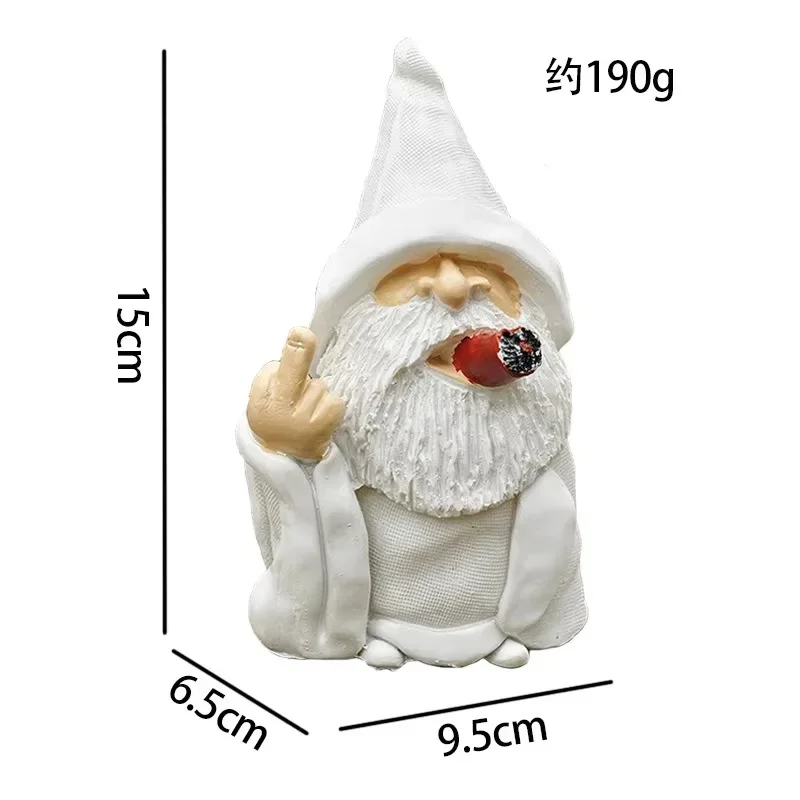 Funny Smoking Dwarf Garden Statue Wizard Gnome Fairy Themed Sculpture Statue Cute Figurine Gift Home Lawn Yard Decor Outdoor