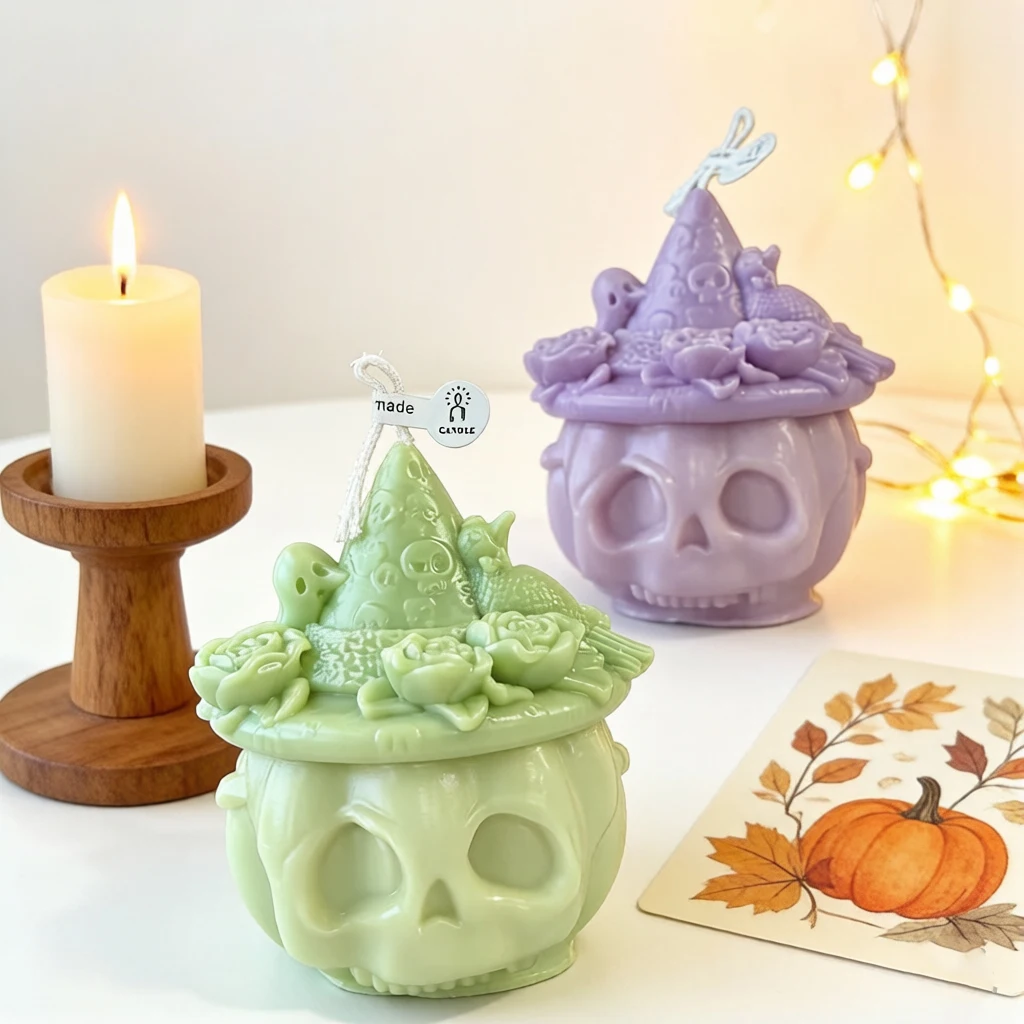 

3D Cartoon Pumpkin Doll Halloween Candle Silicone Mold DIY for Plaster Resin Ornament Craft Home Decor Gift